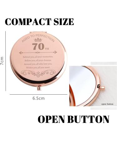 GAOLZIUY 70th Birthday Compact Mirror for Women - Rose Gold Portable Gift for 70 Years Old - Perfect Anniversary or Christmas Gift from Child - Buy Online on GoSupps.com