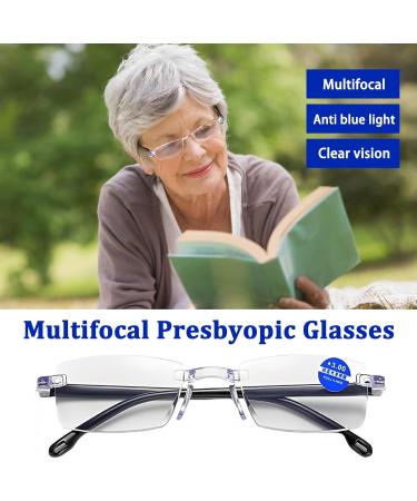 FDJZXW Intelligent Zoom Reading Glasses - 2 Pairs Multifocal Frameless Anti-Blue Light Glasses for Presbyopia - Ideal for Car Use - Buy Online on GoSupps.com