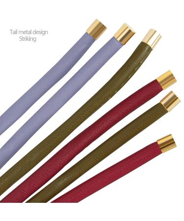 3Pcs Leather Hair Ties Ponytail Holders - Red Brown Grey | French Hairstyle Wraps - Buy Online on GoSupps.com