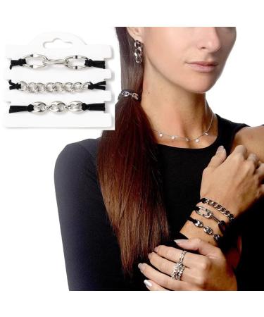 Bracelet Hair Ties 2-in-1 Gold and Silver Elastic - No Crease Ponytails, Stylish Wrist Accessory - 6 Pack - Buy Online on GoSupps.com