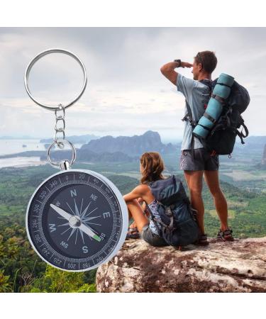 Portable Children's Keychain Compass - 40mm Aluminum Navigation Tool | Outdoor Hiking Silver Compass with White Dial - Buy Online on GoSupps.com