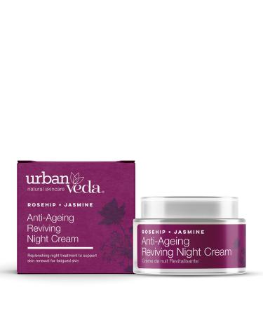 Urban Veda Reviving Night Cream | Vitamin A Retinol from Rosehip Oil & Pomegranate Extract| For Mature Tired & Wrinkled Skin|Anti Aging | Collagen Face Cream for Women and Men | Vitamin C Glow| 50 ML