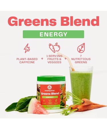 Amazing Grass Green Superfood Energy Watermelon Powder - 60 Servings - Caffeine with Matcha Green Tea & Beet Root - Plant Based Smoothie Mix - Pack of 1 - Buy Online on GoSupps.com