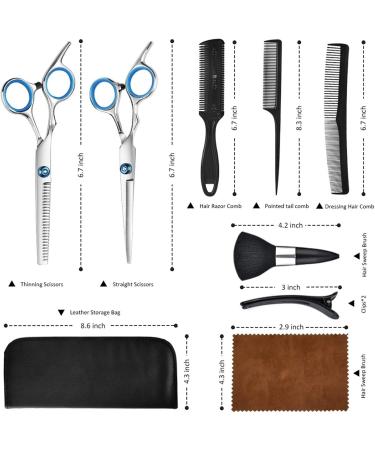10pcs Hair Scissors Hair Scissors Professional Hairdressing Scissors Kit Hair Cutting Scissors With Hairbrush Hair Clip Cape Grooming Comb - Buy Online on GoSupps.com