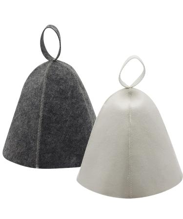 2 pieces sauna hut sauna hat sauna hat felt hat sauna set sauna hat hat men and women sauna caps sauna sauna accessories felt cap sauna cap for sauna bath (gray & white)