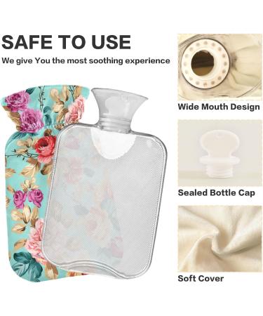 Naanle Hot Water Bottle with Cover - 2L Pink Orange Violet Flowers | Back Pain Relief Hand & Foot Warmer Neck Warmth Cold Therapy - International Shipping - Buy Online on GoSupps.com