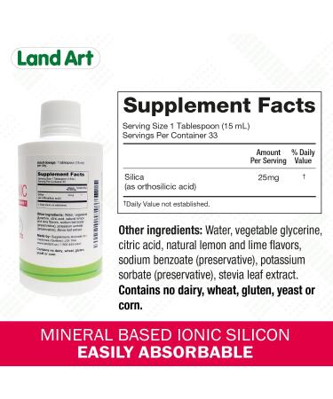 Land Art Liquid Ionic Silica Collagen Booster 500ml - Hair Skin Nails - Lemon Lime Flavored - Non-GMO, Gluten & Sugar Free - Buy Online on GoSupps.com