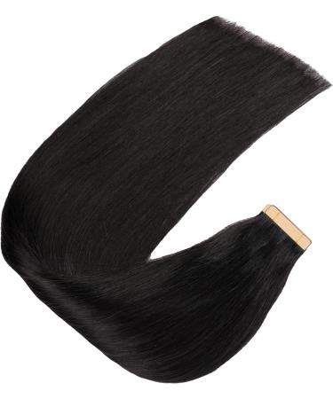 Hotlulana 20-Inch Natural Black Tape Extensions - 100% Real Hair 50g Skin Weft 20PCs Invisible Hair Extensions (#1B) - Buy Online on GoSupps.com