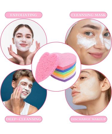 60 Pcs Compressed Sponges Facial Heart Face Sponges for Cleansing and Exfoliating Natural Reusable Heart Shaped Sponges for Face Disposable Facial Sponges Pads for Washing Esthetician Makeup Removal - Buy Online on GoSupps.com