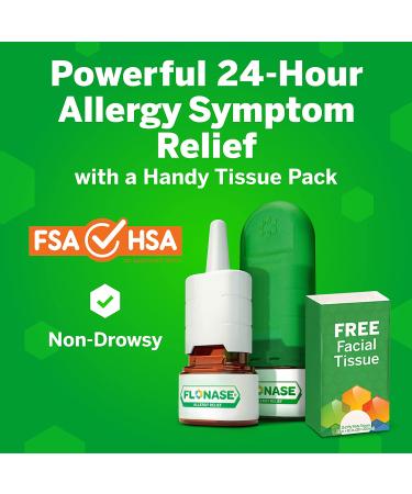 Flonase Allergy Relief Nasal Spray - 24 Hour Non Drowsy Allergy Medicine - 144 Sprays with Free Pack of Tissues - Buy Online on GoSupps.com