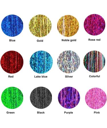 Natuce 4800-Piece 12 Colors Hair Lametta Strands - 120cm Sparkling Shiny Hair Extensions | Multi-Color Hair Strip for Stunning Looks - Buy Online on GoSupps.com