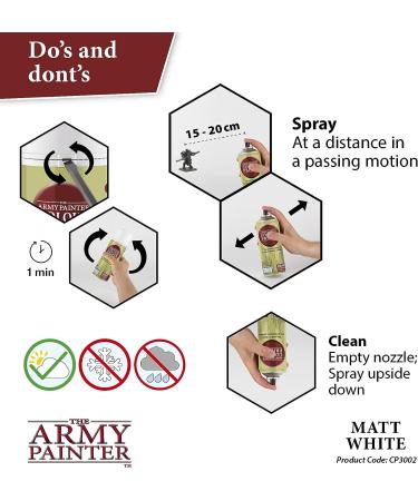 The Army Painter Color Primer Spray Paint - Matt White 400ml - Acrylic Undercoat for Miniatures - Buy Online on GoSupps.com