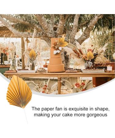 DHinkyoung Palm Leaves Cake Topper 4 Pcs Paper Fan Cake Toppers Decoration Birthday Cake Ornament for Cake Decorating DIY Craft Project Wedding Baby Shower Anniversary Birthday Party D cor (Gold) - Buy Online on GoSupps.com