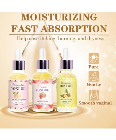 3PCS Yoni Oil for Women | pH Balance Feminine Deodorant & Moisturizer | All-Natural Strawberry Peach Pineapple Care - Buy Online on GoSupps.com