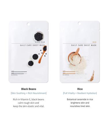 EUNYUL Daily Care Facial Sheet Mask Pack - 12 Types, Vegan Korean Skincare for Hydrating & Nourishing, Natural Ingredients - Pack of 12 - Buy Online on GoSupps.com