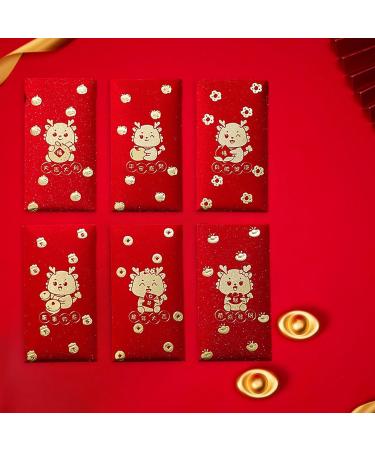 AWHAO 6 Pieces Chinese New Year Red Envelopes 2024 Dragon Year Red Packet Hong Bao for Birthday Style C - Buy Online on GoSupps.com