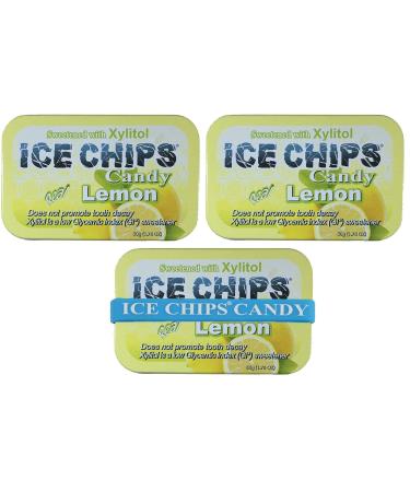 ICE CHIPS Xylitol Candy Tins (Lemon, 3 Pack) - Includes BAND as shown Lemon 1.76 Ounce (Pack of 3)