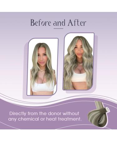 FSHINE 35cm Highlight Color Real Hair Tape In Extensions - Light Brown to Blonde - 10 Pieces 20g #7/7/Icy - Smooth Virgin Hair - Buy Online on GoSupps.com