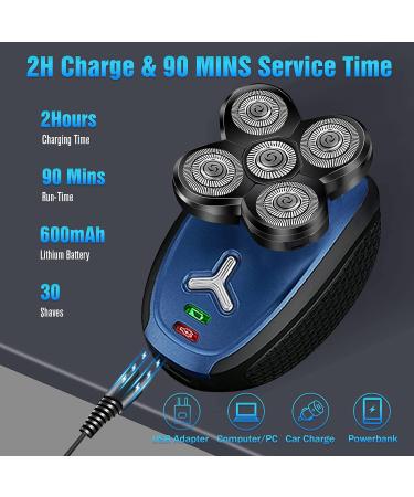 5-in-1 Waterproof Electric Shaver for Bald Men - Cordless Head Shaver for Face, Beard, and Head, Wet/Dry Mens Razor, Rotary Rechargeable Shaver - Perfect Gift for Men - Buy Online on GoSupps.com