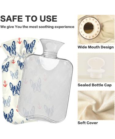 Naanle Anchor Pug Dog Hot Water Bottle with Cover - 1L Transparent Heat Bottle for Bed Hand & Feet Warmer | Pain Relief & Cold Therapy - Buy Online on GoSupps.com