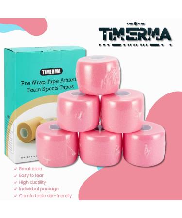6 Rolls Foam Underwrap Tape - Athletic Pre-wrap Tape for Ankles Wrists Hands & Knees - Elastic Breathable & Allergy-Friendly - Pink | International Shipping - Buy Online on GoSupps.com
