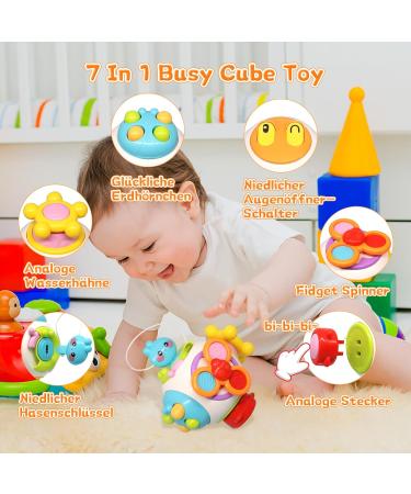 Delee Montessori Motoric Toy - 7 in 1 Activity Cube for Toddlers - Educational Busy Cube for Ages 1-3 - Buy Online on GoSupps.com