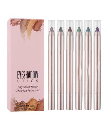 Zibeem Zibeem Set of 6 Glitter Cream Eyeshadow Pens - Glitter Cream Eyeliner Pencil - Colorful Eyeshadow Applicator Pencil for Women