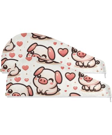 Buy Cute Pig Hair Towel 2 Pack - Super Absorbent Quick Dry Hair Turbans for Women & Girls | International Shipping - Buy Online on GoSupps.com