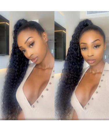 Ponytail Extension Human Hair Ponytail Extensions Kinky Curly Wrap Around Ponytail Natural Color Brazilian Remy Hair Clip In Curly Ponytail Hairpiece for Black Women Ponytail Hair Extension(Size:12inc 12inches 100g Kinky Straight - Buy Online on GoSupps.com