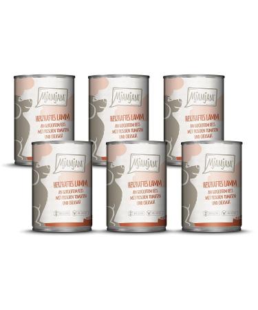 Mjamjam - Premium wet food for dogs - Hearty lamb of cooked rice with fresh tomatoes 6 -pack (6 x 400 g) natural lamps with extra meat single lamb 400 g (6 Pack)