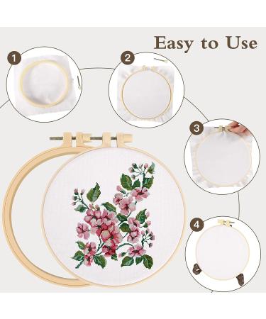 Caydo 5-Piece Embroidery Hoop Set - Plastic Circle Cross Stitch Hoops for Crafts, Sewing, Ornaments - 3 inch to 8 inch - Buy Online on GoSupps.com