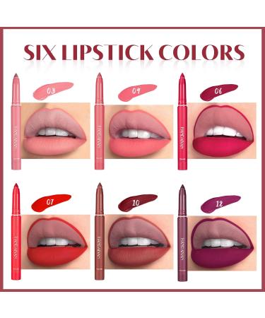Mengxin 6 Colors Lipstick Set - Matte Lip Liners Waterproof Lip Tint & Gloss - Long-Lasting Makeup in Gift Box | Perfect for Colorful Looks - Buy Online on GoSupps.com