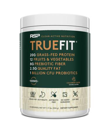 RSP TrueFit Cold Brew Coffee Protein Powder Meal Replacement Shake, High Protein Coffee with Natural Caffeine, Grass Fed Whey, Organic Real Food, Gluten Free, Non-GMO Cold Brew 1.3 Pound (Pack of 1)