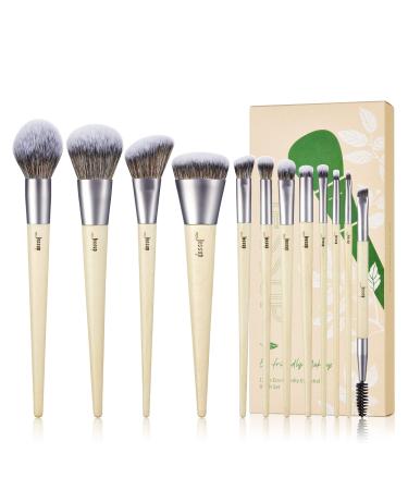Jessup Vegan Makeup Brushes Set Premium Synthetic Powder Foundation Highlight Concealer Eyeshadow Blending Eyebrow Liner Spoolie Brush Set Burlywood 12pcs T327 A-12pcs