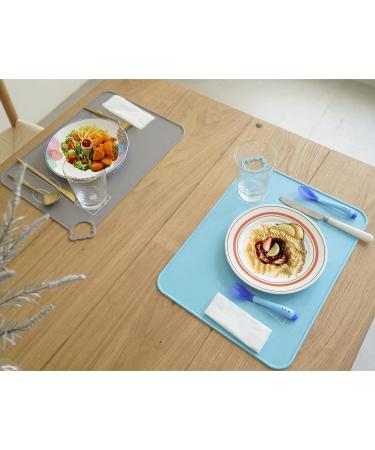 Montessori Silicone Placemats for Kids - Set of 2 Blue Toddler Dining Mats | Portable Food Mat for Babies | Travel-Friendly - Buy Online on GoSupps.com