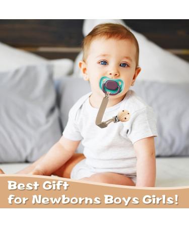 Silicone Dummy Clips Set 3pcs with Adapter Ring | One-Piece Design Pacifier Chain for Boys and Girls - Brown - Buy Online on GoSupps.com