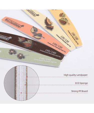 25-Piece Professional Nail Files and Buffers - Washable Acrylic Files in Various Grits - Coarse Emery Boards for Gel Nails - 25 Count with Leaf Prints - Buy Online on GoSupps.com