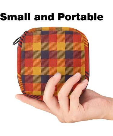 Portable Women's Menstrual Storage Bags | Cute Checkered Orange Bags for Pads Tampons & Menstrual Cups | Ideal for Teens - Buy Online on GoSupps.com