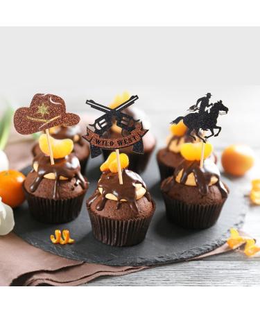 60 Pcs Cowboy Cupcake Toppers Glitter Western Rodeo Cupcake Picks for Western Theme Baby Shower Party Cake Decorations Supplies (Style03) Color01 - Buy Online on GoSupps.com