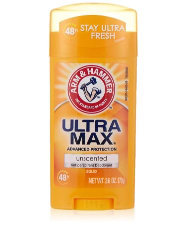 Arm & Hammer Ultramax Invisible Solid Unscented Antiperspirant & Deodorant-2.6 oz Unscented 2.6 Ounce (Pack of 1)