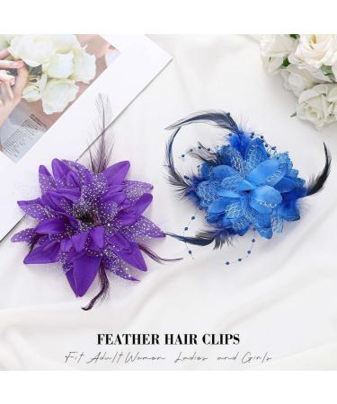 Edary Flower Feather Hair Clips Rose veil Fascinator Hairpin Corsage Barrettes and Pins Rose Hair Accessories Clip Elastic Wedding for Women and Girls - Buy Online on GoSupps.com