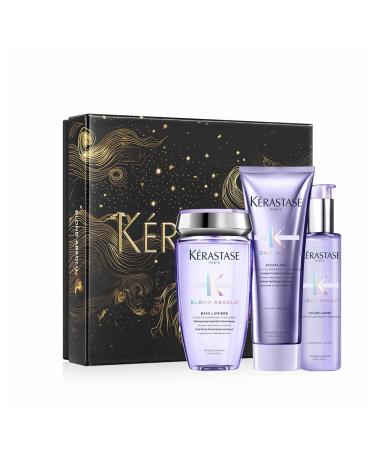 K RASTASE Blond Absolu - End of Year Gift Set - Bain Lumi re + Cicaflash Fondant + Cicaplasme Serum - Fortifies & Illuminates - Hyaluronic Acid & Edelweiss - Bleached or Highlighted Blonde Hair