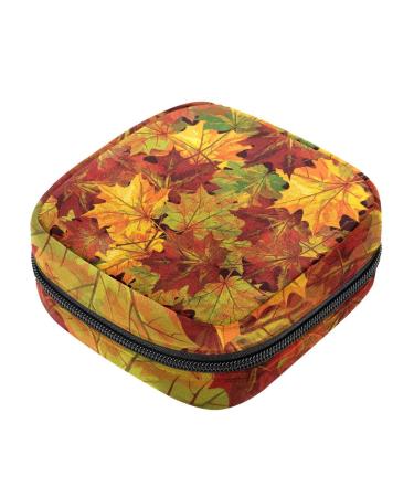 Menstruation pad bag with zipper women's napkin bag tampons collective bags for women and girls (autumn leaves) Color 5