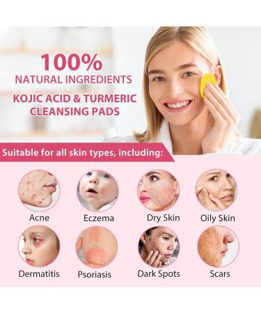 Turmeric Kojic Acid Cleansing Pads Turmeric Kojic Acid Pads Infused Foaming Exfoliating Pads Unclog Pores Turmeric Cleansing Pads for Dark Spots Helps Balance Skin Oil And Water 40 Pads - Buy Online on GoSupps.com