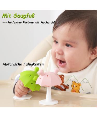 Bite Ring Baby | Umbrella Bite Ring with Suction Foot | BPA-Free Silicone Teething Toy for Boys & Girls | Safe & Durable Green Chicken Tool - Buy Online on GoSupps.com