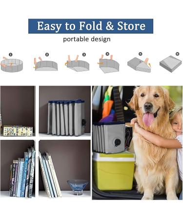 Foldable Dog Pool Collapsible Dog Bathtub Kids Pool for Backyard Plastic Bath Tub Duck Pond Bathing and Swimming Wading Pool for Pet Kiddie Baby Toddler Doggie Cat (Grey 120CM) 120CM Grey - Buy Online on GoSupps.com