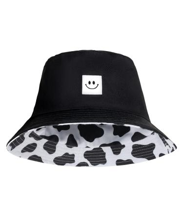 XSKJY Reversible Smiley Face Bucket Hat Print Bucket Hat for Women Vacation Travel Beach Sun Cap A1