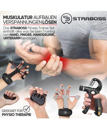 Strabozz Hand Trainer Set - Adjustable Forearm & Finger Gripper for Strength Training | 5-Piece Fitness Grip Trainer for Improved Hand & Forearm Strength - Buy Online on GoSupps.com
