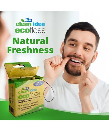 Ecofloss 6x25m Charcoal Mint Dental Floss - Natural Unwaxed Biodegradable Bamboo Floss Refill - Buy Online on GoSupps.com