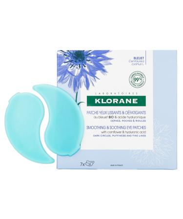 Klorane - Smoothing & Soothing Eye Masks with Cornflower & Plant-Based Hyaluronic Acid - Hydrogel Eye Patches For Puffy, Tired Eyes and Dark Circles - 7 ct. New Look